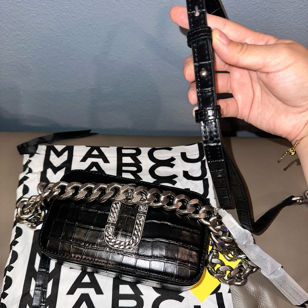 SALE❗️RARE THE MARC JACOBS SNAPSHOT CROC EMBOSSED BAG CHAIN &LEATHER STRAP - Picture 14 of 17